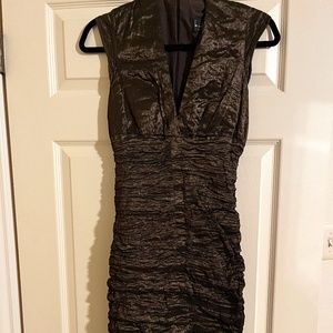 Olive Green Ruched Nicole Miller Cocktail Dress Size 8